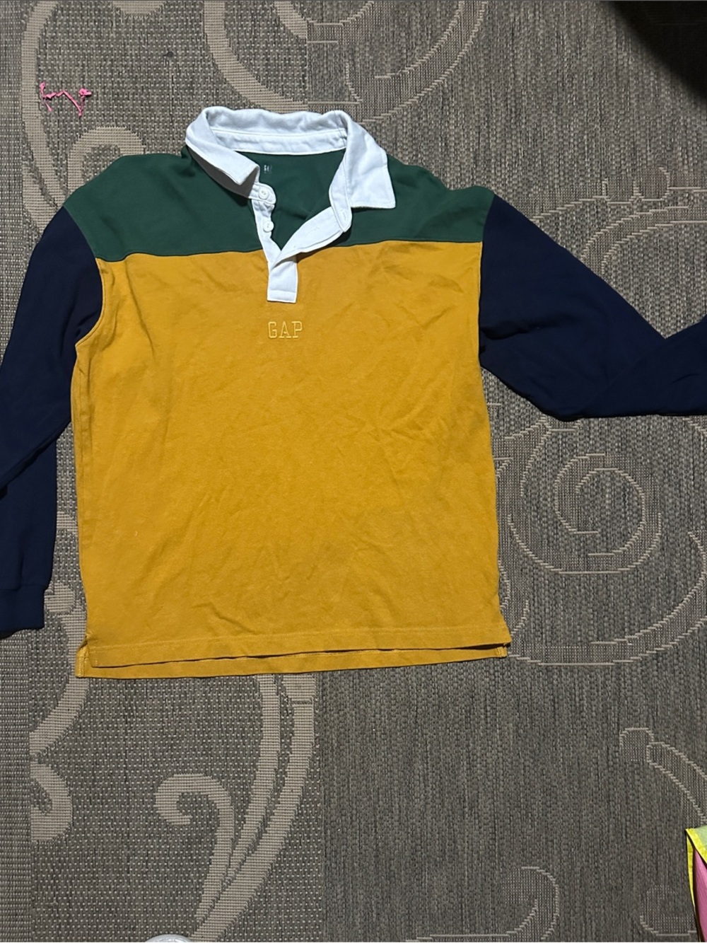 GAP Colorblock Rugby Polo in Mustard, Green & Navy